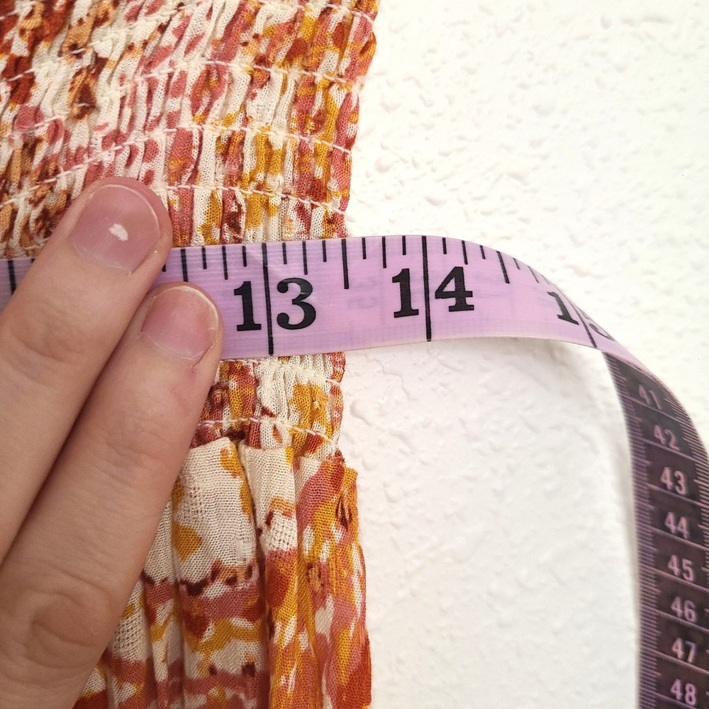 Cynthia Rowley XL Orange Cream Rayon Flowy Elastic Waist Maxi Skirt Boho Resort - Picture 8 of 11